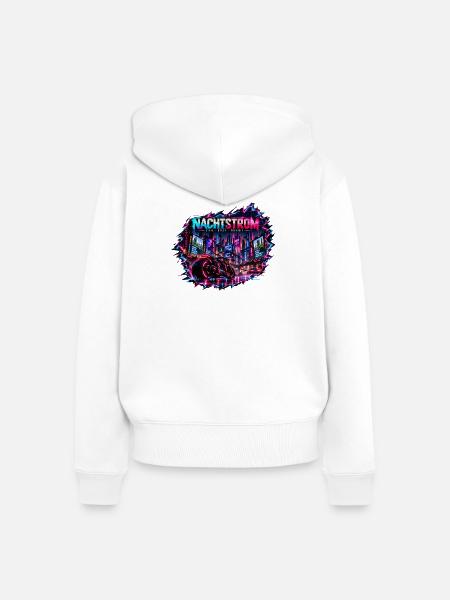 Nachtstrom Neon City - Frauen Premium Bio Zip Hoodie - Weiß