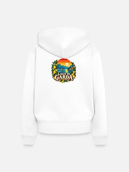 Lago di Garda Retro - Frauen Premium Bio Zip Hoodie - Weiß