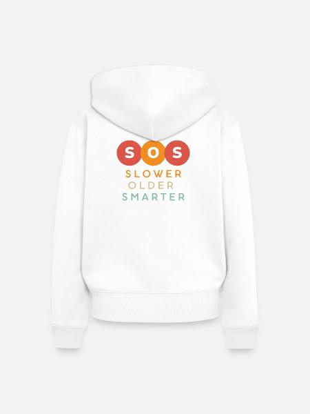 SOS Slower Older Smarter Design - Frauen Premium Bio Zip Hoodie - Weiß