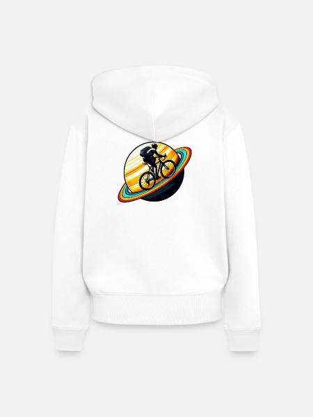 Radfahrer auf dem Saturn - Frauen Premium Bio Zip Hoodie - Weiß