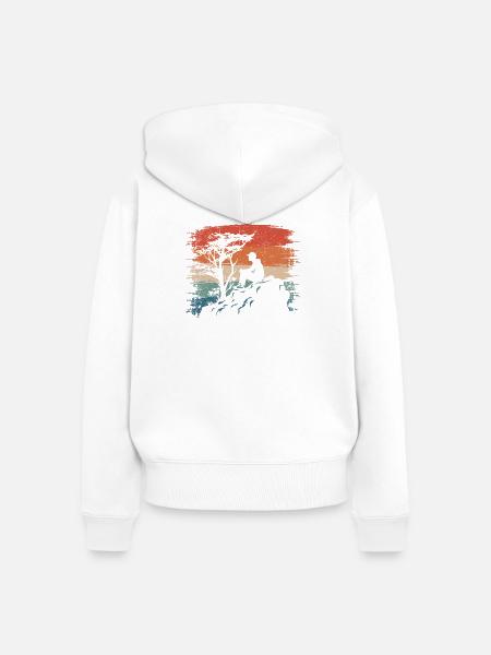Sunset Cliff Silhouette - Frauen Premium Bio Zip Hoodie - Weiß