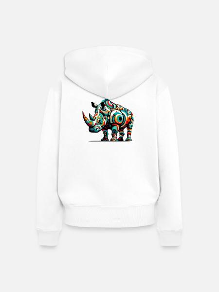 Nashorn - Frauen Premium Bio Zip Hoodie - Weiß