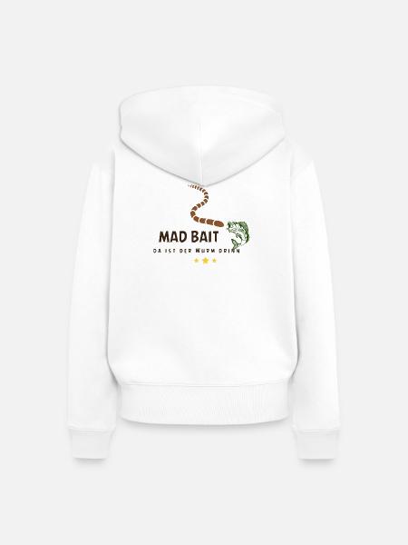 Mad Bait: Wurm im Köder - Frauen Premium Bio Zip Hoodie - Weiß