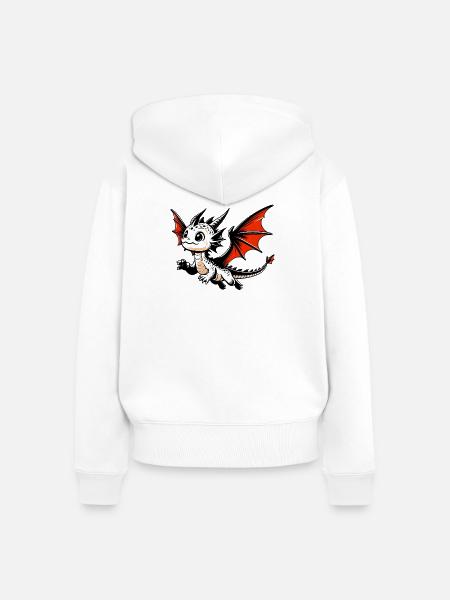 Drache - Frauen Premium Bio Zip Hoodie - Weiß