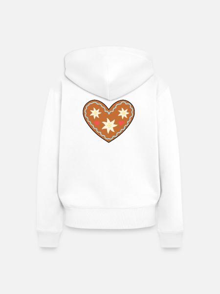 Frosted Heart Lebkuchen Design - Frauen Premium Bio Zip Hoodie - Weiß