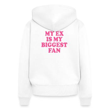my ex is my biggest fan - Frauen Premium Bio Zip Hoodie - Weiß - Hinten - AI Model Female 172 light (172cm)