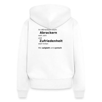Dictionary - Women's Premium Organic Zip Hoodie - white - Back - AI Model Female 172 light (172cm)