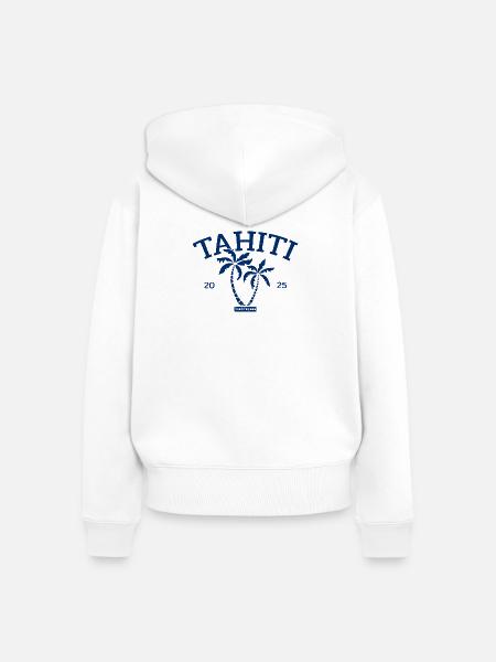 Tahiti - Palme - Palmen - French Polynesia Strand - Frauen Premium Bio Zip Hoodie - Weiß