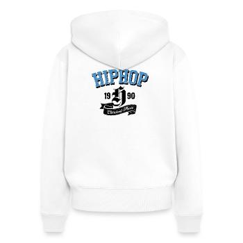 Oldschool HipHop Arch-Logo - Frauen Premium Bio Zip Hoodie - Weiß - Hinten - AI Model Female 172 light (172cm)