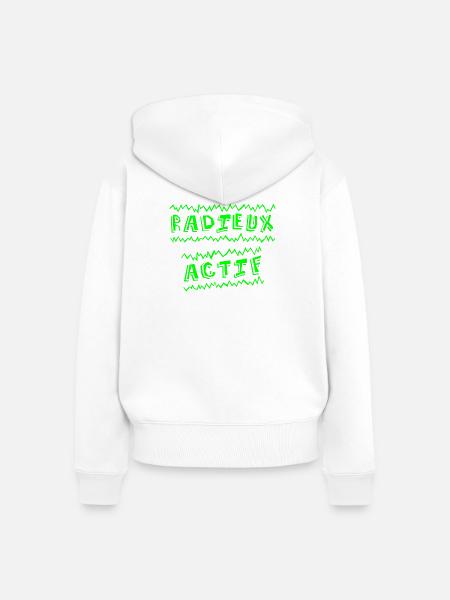 AUF WIEDERSEHEN, AKTIV! (Glück) - Frauen Premium Bio Zip Hoodie - Weiß