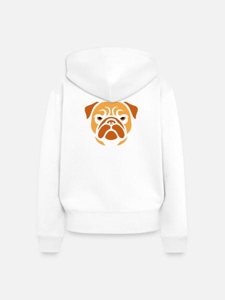 Mops , Hundekopf - Frauen Premium Bio Zip Hoodie - Weiß
