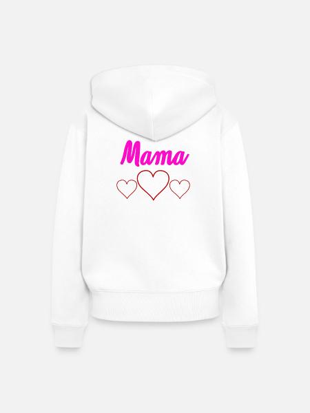 Mama Herzchen - Frauen Premium Bio Zip Hoodie - Weiß