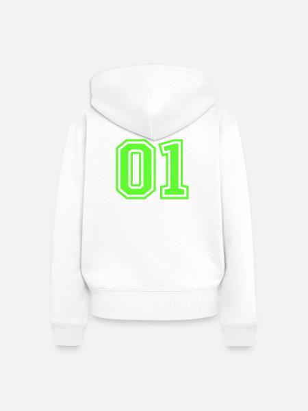  01 zahl - Frauen Premium Bio Zip Hoodie - Weiß