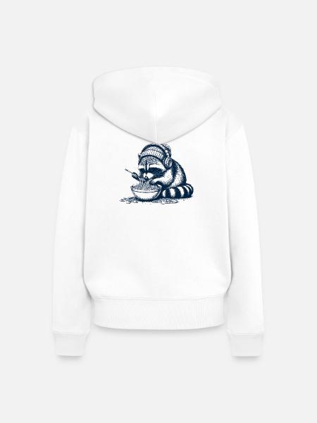 Spaghetti Waschbär - Frauen Premium Bio Zip Hoodie - Weiß