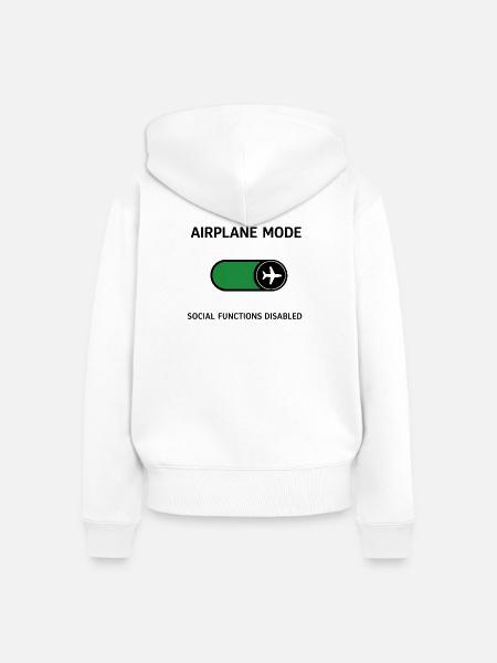 AIRPLANE MODE | Social Functions Disabled  - Frauen Premium Bio Zip Hoodie - Weiß