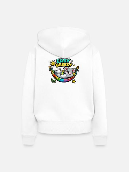 Easy Breezy Koala Regenbogen - Frauen Premium Bio Zip Hoodie - Weiß
