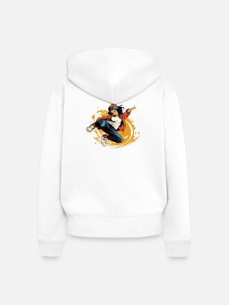 B-Girl Grafik - Frauen Premium Bio Zip Hoodie - Weiß