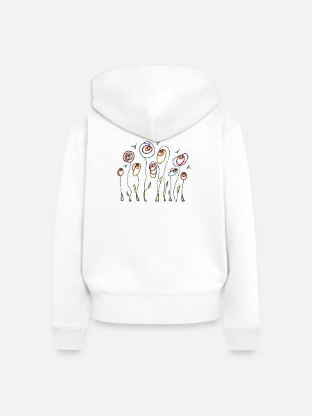 Blumen - Frauen Premium Bio Zip Hoodie - Weiß