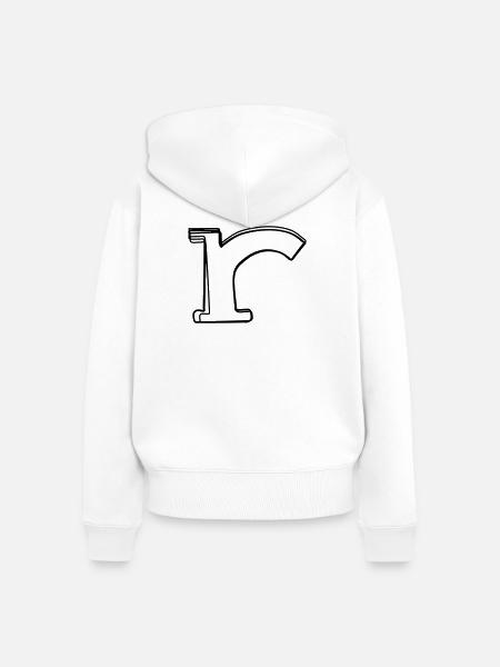 Kleinbuchstabe r handgezeichnet - Frauen Premium Bio Zip Hoodie - Weiß