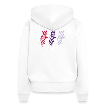 Three Zebras (b) - Frauen Premium Bio Zip Hoodie - Weiß - Hinten - AI Model Female 172 light (172cm)