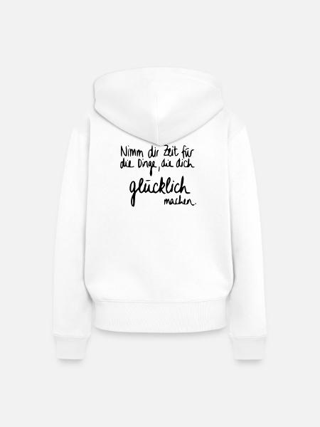 Zeit für Glück - Frauen Premium Bio Zip Hoodie - Weiß