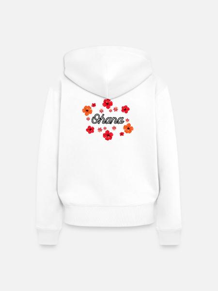 Ohana Hibiskus Tropendesign - Frauen Premium Bio Zip Hoodie - Weiß