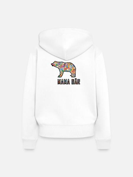 Mama Bär - Frauen Premium Bio Zip Hoodie - Weiß