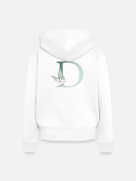 D Monogramm, Floral, personalisierbar - Frauen Premium Bio Zip Hoodie - Weiß