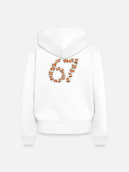 Fox Ring Pattern 67 Meme - Frauen Premium Bio Zip Hoodie - Weiß