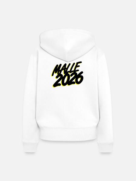 Malle 2026 - Frauen Premium Bio Zip Hoodie - Weiß