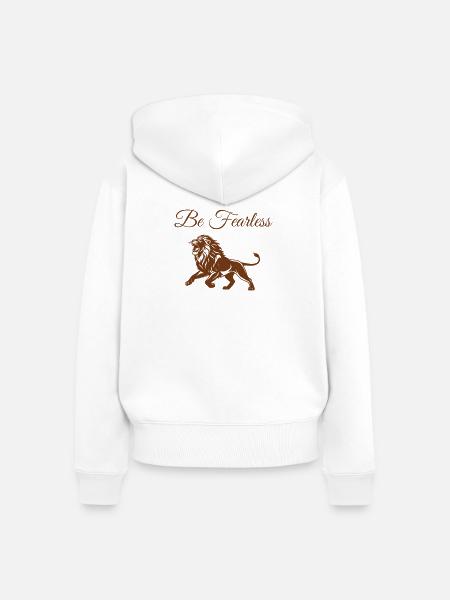 Sigura-Design Sei furchtlos - Frauen Premium Bio Zip Hoodie - Weiß
