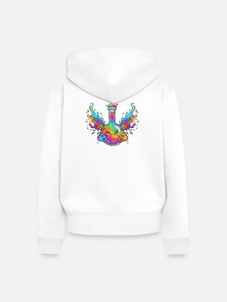 Bunte Alchemie Flaschen-Explosion - Frauen Premium Bio Zip Hoodie - Weiß