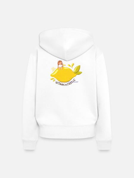 Vitamintastic Zitronen Girl - Frauen Premium Bio Zip Hoodie - Weiß