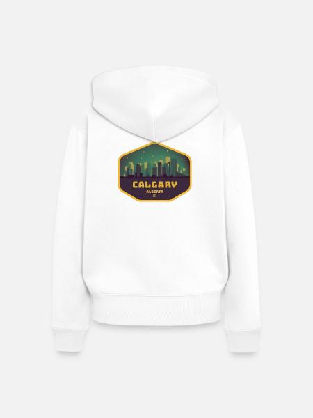 Calgary Skyline Gold - Frauen Premium Bio Zip Hoodie - Weiß