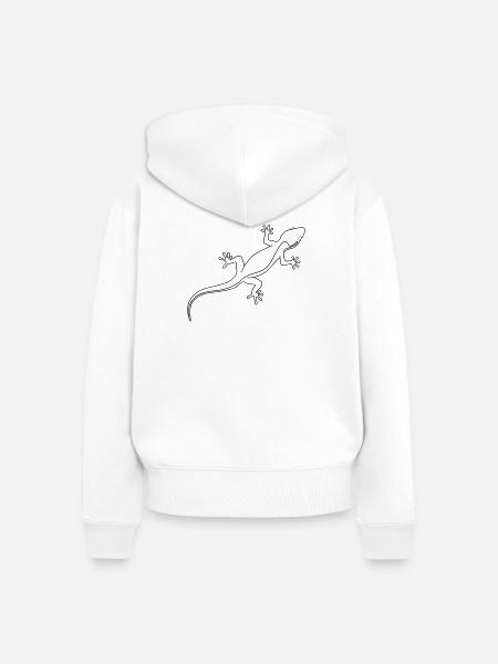 Strichzeichnung Gecko - Frauen Premium Bio Zip Hoodie - Weiß