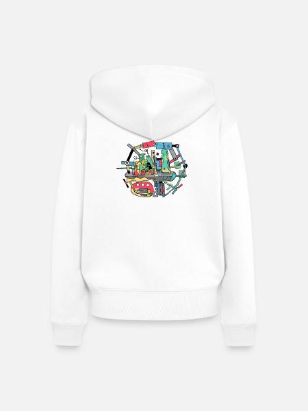 Vibrante Stadt-Collage Remix - Frauen Premium Bio Zip Hoodie - Weiß