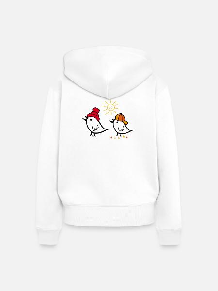 Frühling, Sonne, Spatz - Frauen Premium Bio Zip Hoodie - Weiß