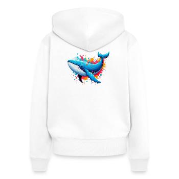 Baleine - Sweat à capuche zippé Premium bio Femme - blanc - Dos - AI Model Female 172 light (172cm)