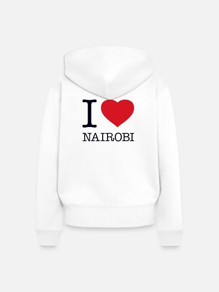 I LOVE NAIROBI - Frauen Premium Bio Zip Hoodie - Weiß