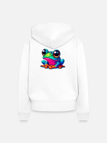 Frosch - Frauen Premium Bio Zip Hoodie - Weiß