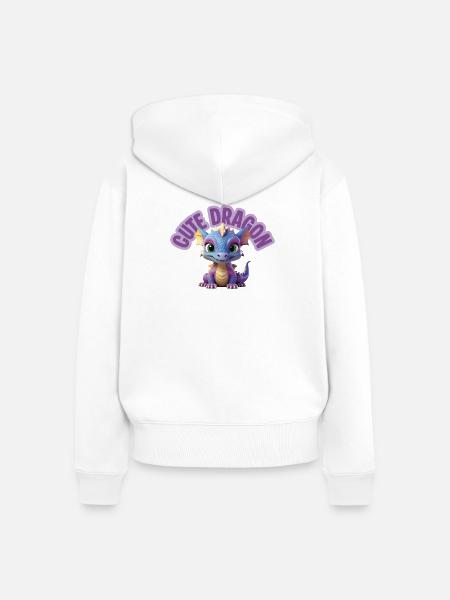 Niedlicher Drache - Frauen Premium Bio Zip Hoodie - Weiß