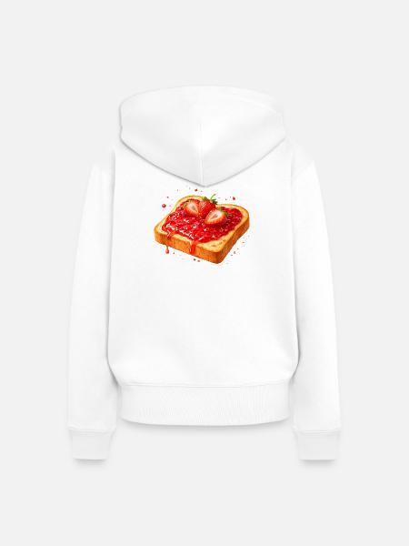 Toast mit Erdbeermarmelade Illustration - Frauen Premium Bio Zip Hoodie - Weiß