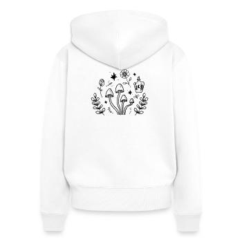 Witchy Mushroom Botanical Cottagecore Design - Women's Premium Organic Zip Hoodie - white - Back - AI Model Female 172 light (172cm)