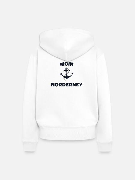 Moin Norderney – Maritimes Anker-Design - Frauen Premium Bio Zip Hoodie - Weiß