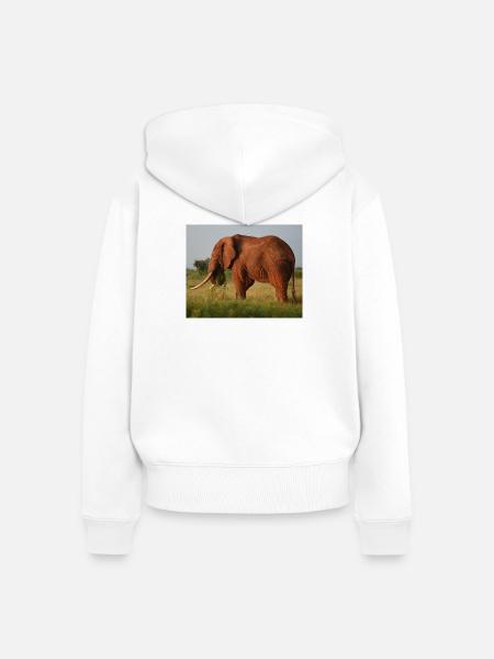 Elefant auf Savanne - Frauen Premium Bio Zip Hoodie - Weiß