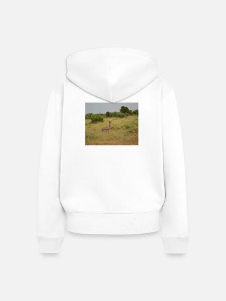 Hirsche im Steppengras - Frauen Premium Bio Zip Hoodie - Weiß