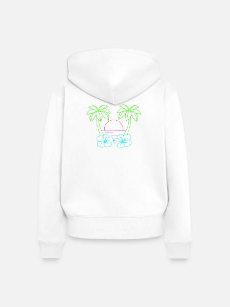 Neon Tropenstrand Sonnenuntergang - Frauen Premium Bio Zip Hoodie - Weiß