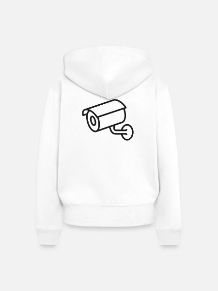 Sicherheits-CCTV-Kamera-Linien-Symbol - Frauen Premium Bio Zip Hoodie - Weiß