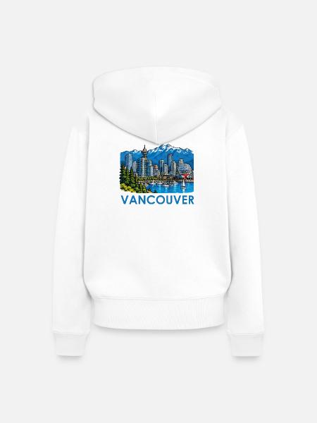Vancouver Skyline Bergpanorama - Frauen Premium Bio Zip Hoodie - Weiß