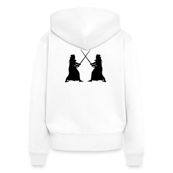 Kendo two Kendoka in fighting mode shadow figures - Women's Premium Organic Zip Hoodie - white - Back - AI Model Female 172 light (172cm)